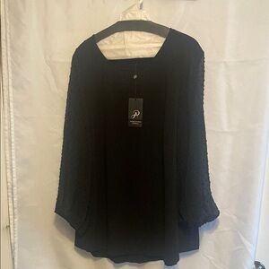 Black Sheer Sleeve Blouse